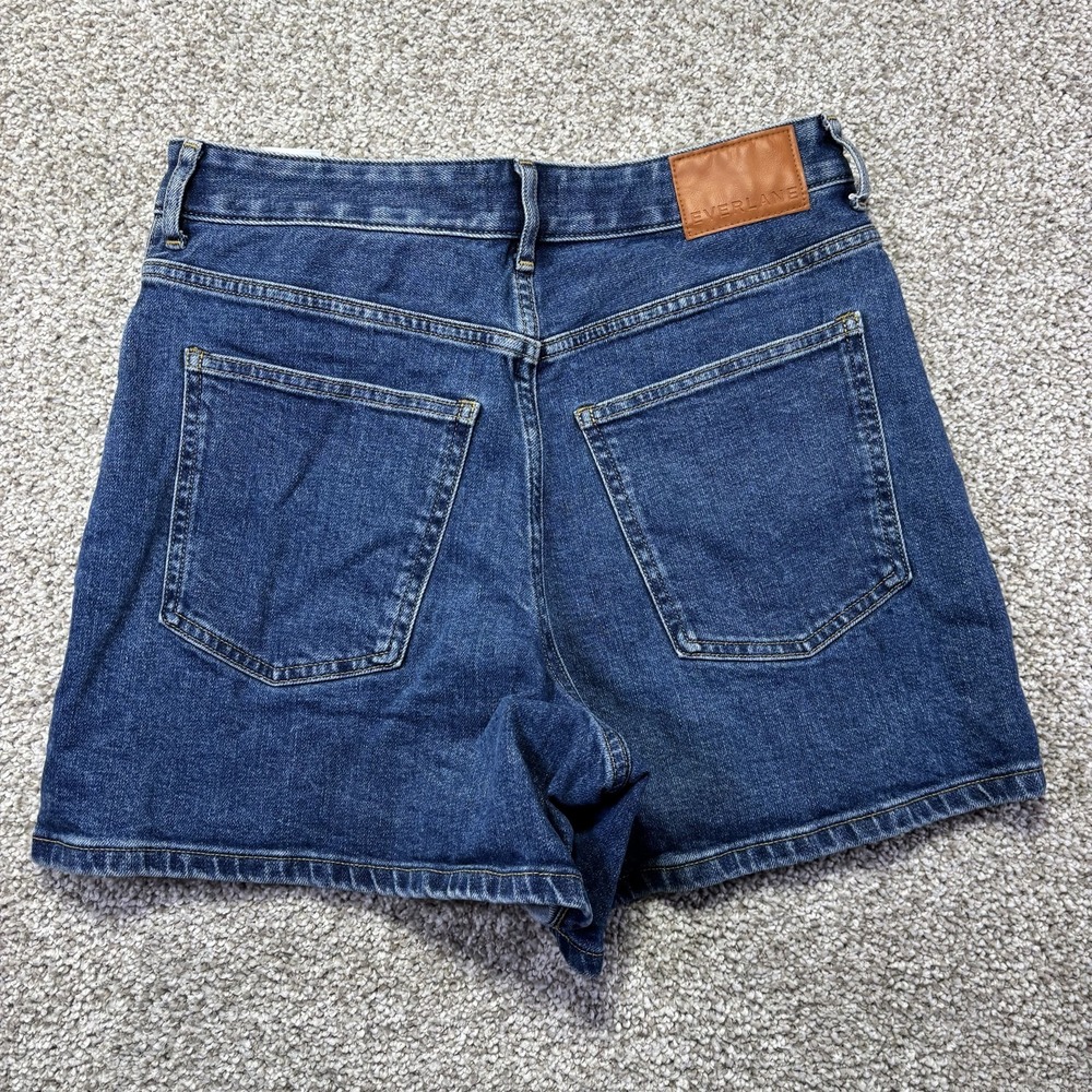 Everlane A-Line Mom Shorts Womens 28 Blue Denim Relaxed Stretch 4.5 Inseam